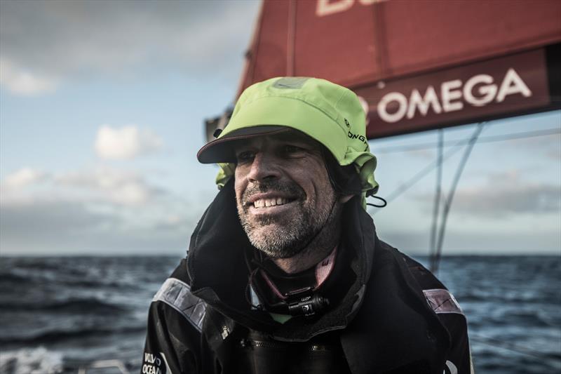 Leg 3, Cape Town to Melbourne, day 11, on board Dongfeng. Back to downwind condition along the ice gate. Stu Bannatyne happy to be back in the southern ocean photo copyright Martin Keruzore / Volvo Ocean Race taken at  and featuring the Volvo One-Design class