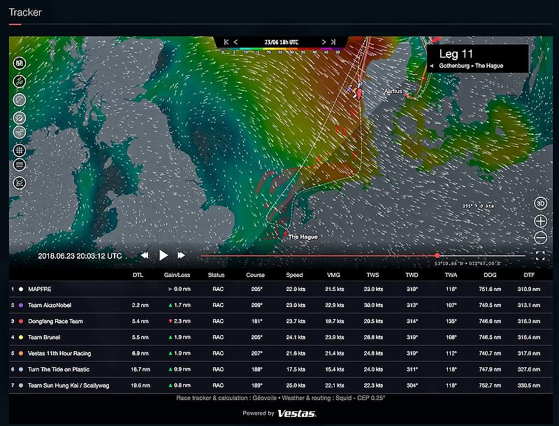 Volvo Ocean Race - Leg 11 - when the fleet had to split into an inshore and offshore lane - over 300nm from the finish photo copyright Vestas and Volvo Ocean Race - Leg 11 taken at  and featuring the Volvo One-Design class