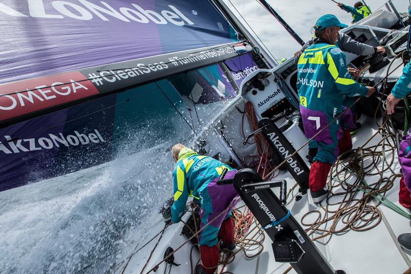 Leg 3, Cape Town to Melbourne, day 3, on board AkzoNobel. The team preparing for a sail change. - photo © James Blake / Volvo Ocean Race