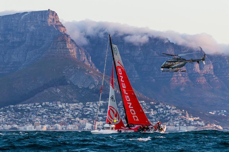 Dong Feng entering Cape Town at the end of Leg 2, 2017/18 Volvo Ocean Race photo copyright The Ocean Race taken at  and featuring the Volvo One-Design class