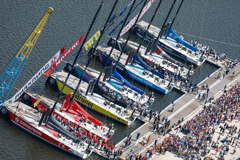 Leg 10 waiting for the delayed start - Cardiff - Volvo Ocean Race - June 11, 2018 photo copyright The Ocean Race taken at  and featuring the Volvo One-Design class