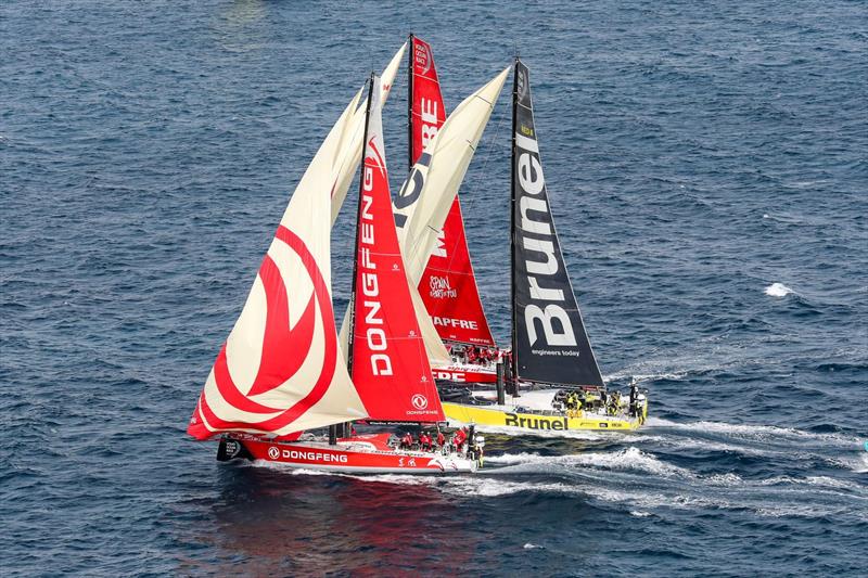 Close racing the start Volvo Ocean Race - October 22,2017 photo copyright Ainhoa Sanchez / Volvo Ocean Race taken at  and featuring the Volvo One-Design class