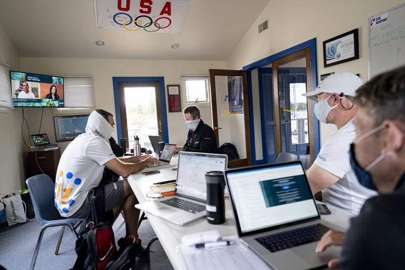 11th Hour Racing Team gather in Newport, RI to watch The Ocean Race Summit, streaming live from Newport.  - photo © Amory Ross | 11th Hour Racing