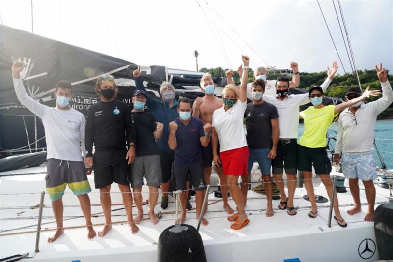 Monohull Line Honours: Green Dragon: Kees Bos, Alexis Duvernoy, Jonathan Florent, Florian Guezennec, Jens Lindner, Angel Lingorski, Jorge Lorenzo Roman, Elena Malakhatka, Peter Marchal, August Ruckman, Johannes Schwarz, Anton Tajiev, Ada Westerinen photo copyright Ed Gifford / RORC taken at Royal Ocean Racing Club and featuring the Volvo 70 class