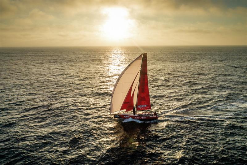  Sailing Poland, flying the new A4 gennaker. The Ocean Race Europe. Leg 1 from Lorient, France, to Cascais, Portugal photo copyright Adam Burdylo / Sailing Poland / The Ocean Race taken at  and featuring the Volvo One-Design class