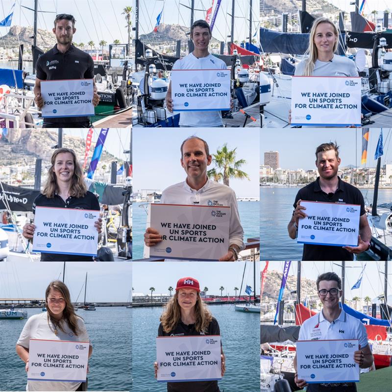 Sailors in The Ocean Race Europe show their support for UN Sports for Climate Action - photo © Cherie Bridges / The Ocean Race
