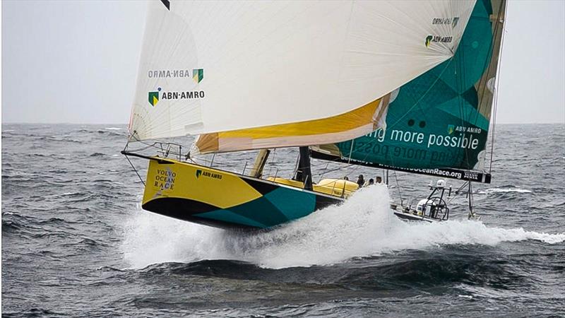 The signature shot of ABN AMRO 1 skippered by Mike Sanderson, as she passes Lizard Pt on the way to winning the 2005-06 Volvo Ocean race - photo © Oskar Kihlborg