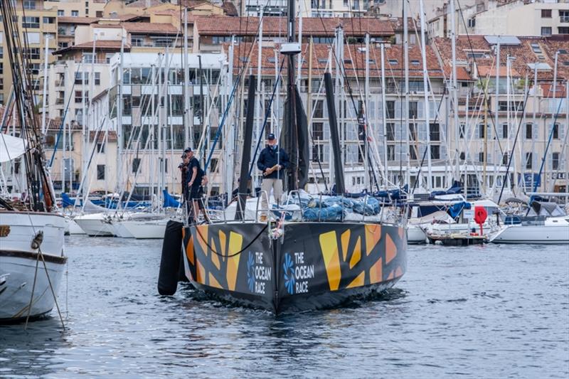 Peter Thomson onboard AmberSail-2 arriving with the baton to Marseille, France for the IUCN World Conservation Congress. - photo © Cherie Bridges / The Ocean Race