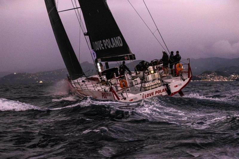 Volvo 70 I Love Poland (POL) finished the RORC Transatlantic Race in an elapsed time of 10 days 11 hrs 12 mins and 50 secs. Skippered by Grzegorz Baranowski, the team is composed of young talented Polish sailors - photo © Arthur Daniel / RORC