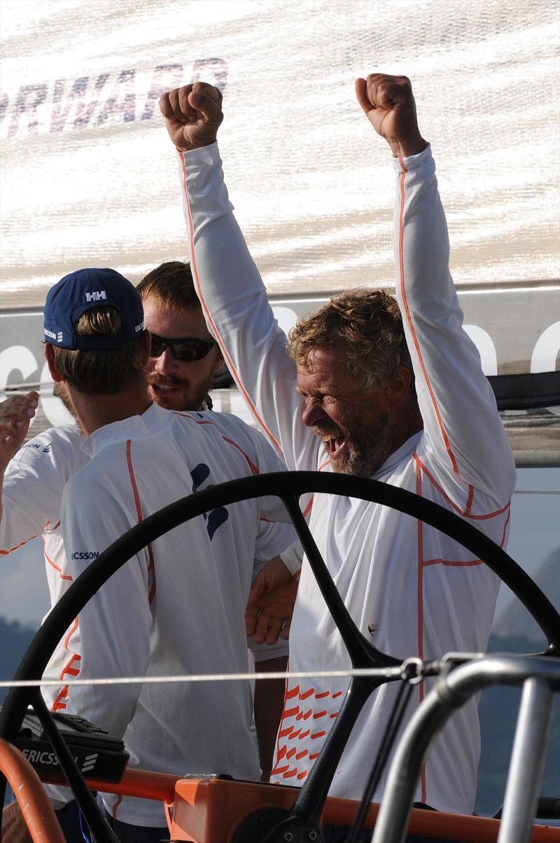 Ericsson 3, skippered by Magnus Olsson (SWE) finish first into Rio de Janeiro on leg 5 of the Volvo Ocean Race, crossing the line at 10:37:57 GMT 26/03/09, after 41 days at sea photo copyright Dave Kneale / Volvo AB taken at  and featuring the Volvo One-Design class