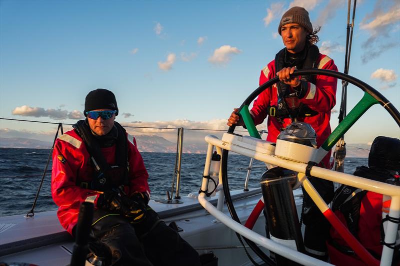 Viva México comes back to The Ocean Race Leg 1 after replacing the mainsail in Almería. Juan Varela & Erik Brockmann photo copyright Jen Edney / Viva México taken at  and featuring the Volvo One-Design class