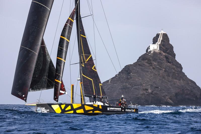 22 January 2023, Ambersail 2 arrive in Cabo Verde. Arrival time 10:49:04 Elapsed 6d 21h 49mins 04secs photo copyright Sailing Energy / The Ocean Race taken at  and featuring the Volvo One-Design class