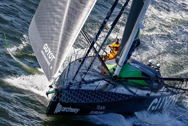 The Ocean Race 2022-23 - 9 June 2023. Kiel Fly-By, OBR Gauthier Lebec and Phillip Kasüske onboard GUYOT environnement - Team Europe photo copyright Sailing Energy / The Ocean Race taken at  and featuring the Volvo One-Design class