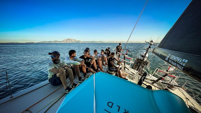 The Ocean Race VO65 Sprint Cup 2022-23 - 22 June 2023, Stage 3, Day 8 onboard Mirpuri/Trifork Racing Team. Looking back at the cockpit, crew to weather photo copyright Danny Inkyov / Mirpuri/Trifork Racing Team / The Ocean Race taken at  and featuring the Volvo One-Design class