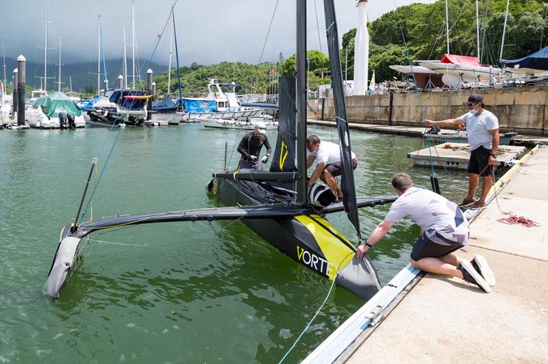 Vortex Pod Racer in Hong Kong: splash the boat - photo © Guy Nowell