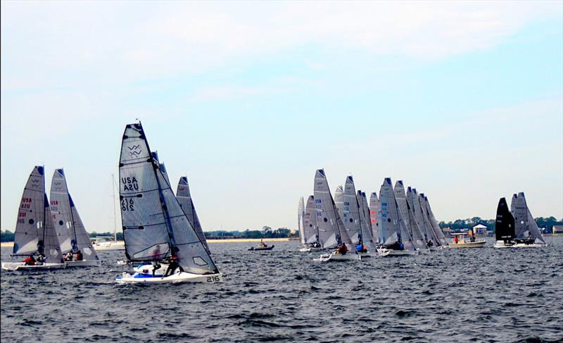 The Top two Winter Series teams after WS#1, Trevor Parekh's #123 [315], 'Bro Safari' and Hayden Bennett's # 269, 'Double the Fun' from Newport RI, were both OCS, both over early on the start, pushing hard for positions right at the pin end of the line. - photo © Talbot Wilson