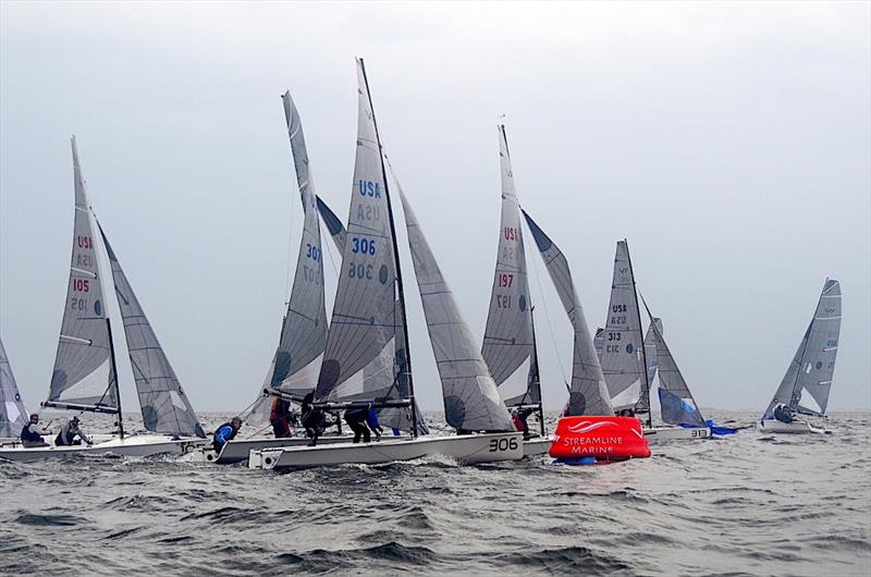 Traffic jam at the gate. Lots of windy action at the 2022 VX One Midwinter Championships in Pensacola FL. The MarkSetBots held their own. - photo © Talbot Wilson