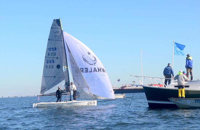 After taking a knockdown on the final gybe of the final race the VX One Midwinters 'Counterproductive' skipper Chris Alexander and crew Madeline Gill and Ricky Welch recovered and took 3rd place to hold on to 1st place in the regatta and win Midwinters photo copyright Talbot Wilson taken at Pensacola Yacht Club and featuring the VX One class