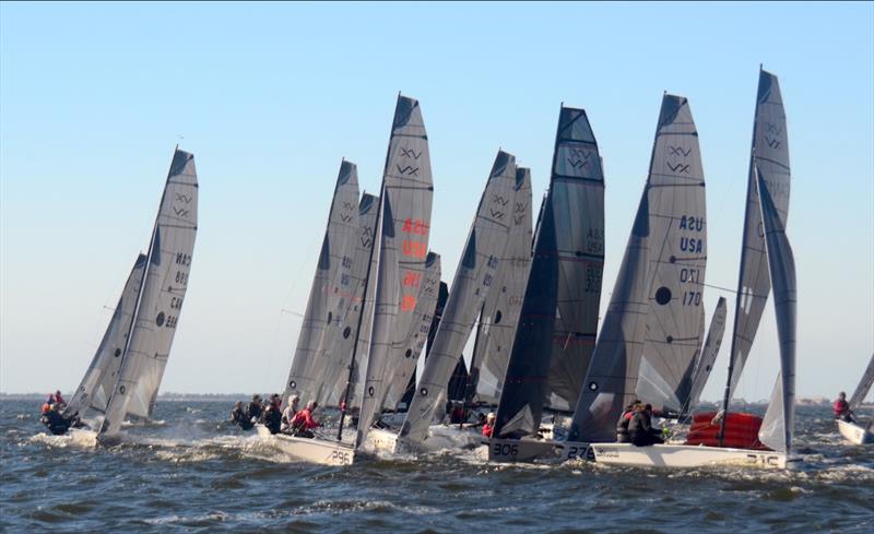 Another traffic jam at the windward mark. Lots of close up and downwind rounding action in the 2022 VX One Winter Series in Pensacola FL - photo © Talbot Wilson