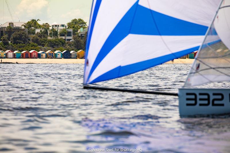 Nash Advisory VX One Australian Nationals Day 1: Mack One with the famous Brighton Beach Huts photo copyright Andrew Snell for @sailorgirlHQ taken at Royal Brighton Yacht Club and featuring the VX One class