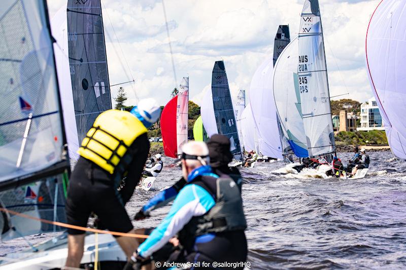 Nash Advisory VX One Australian Nationals Day 1: Tight fleet racing photo copyright Andrew Snell for @sailorgirlHQ taken at Royal Brighton Yacht Club and featuring the VX One class