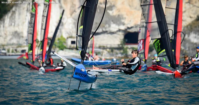 Guillaume Rol (SUI) on the final day of the WASZP International Games at Lake Garda photo copyright Martina Orsini taken at Campione Univela and featuring the WASZP class