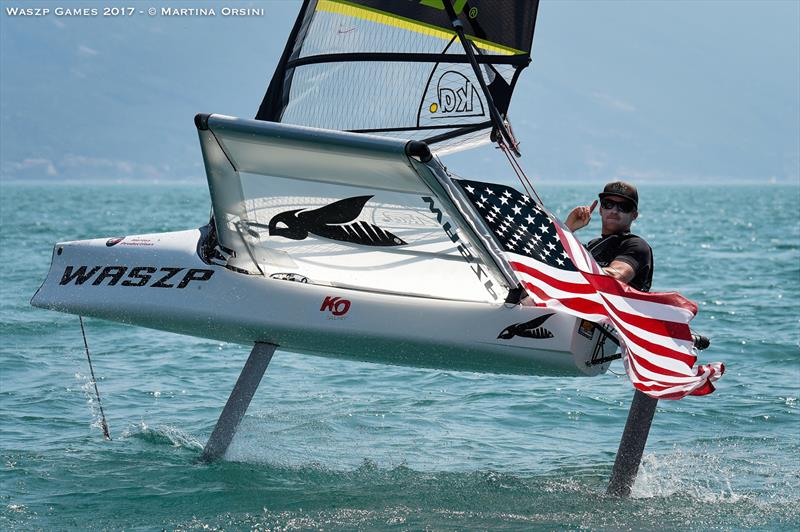 Reed Baldridge (USA) at the WASZP International Games at Lake Garda photo copyright Martina Orsini taken at Campione Univela and featuring the WASZP class