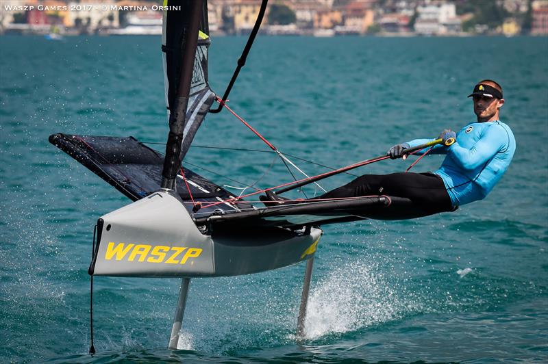 Stuart Appleby (GBR) on the final day of the WASZP International Games at Lake Garda photo copyright Martina Orsini taken at Campione Univela and featuring the WASZP class