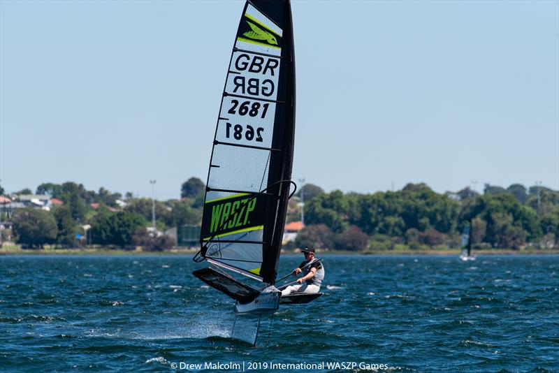Rory Hunter downwind on the final day of the 2019 International WASZP Games photo copyright Drew Malcolm / 2019 International WASZP Games taken at Royal Freshwater Bay Yacht Club and featuring the WASZP class