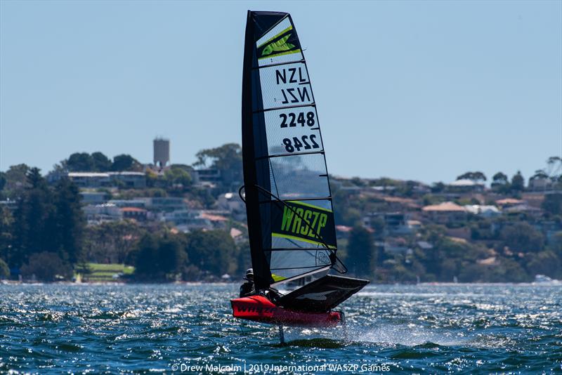 Bruce Curson (New Zealand) heat winner on the final day of the 2019 International WASZP Games photo copyright Drew Malcolm / 2019 International WASZP Games taken at Royal Freshwater Bay Yacht Club and featuring the WASZP class