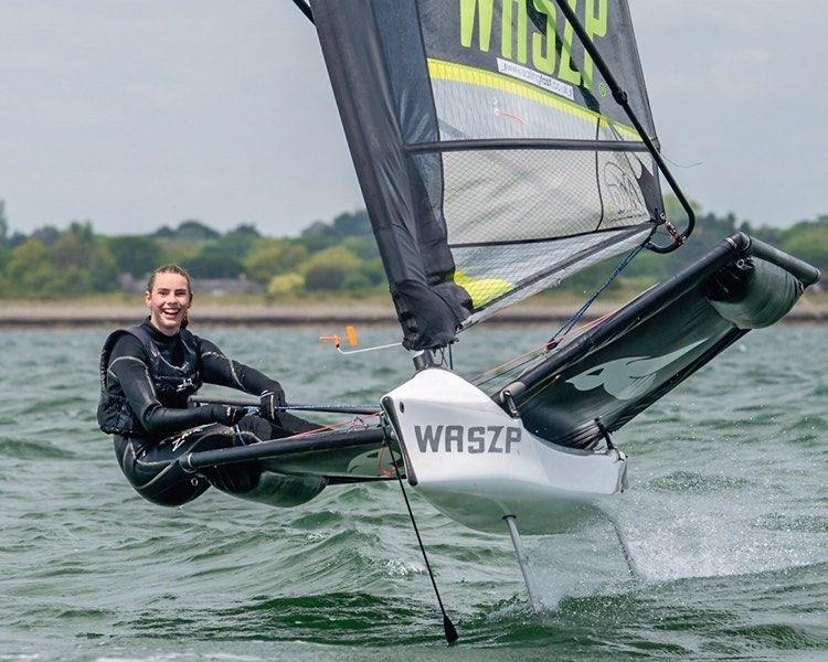 Hattie Rogers out in her WASZP photo copyright Charles Whiteman / www.sleek.pictures taken at Royal Lymington Yacht Club and featuring the WASZP class