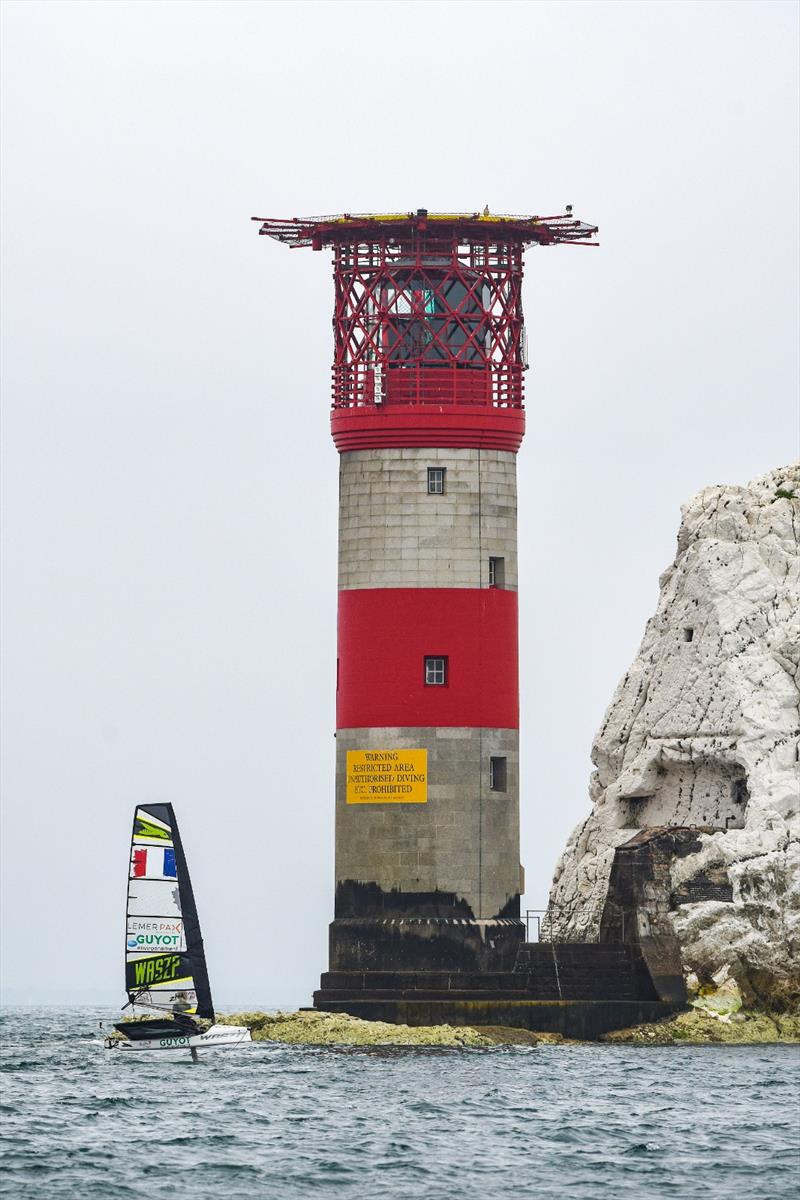 The Foil for Life Challenge by Lemer Pax sails past the Needles photo copyright James Tomlinson taken at  and featuring the WASZP class