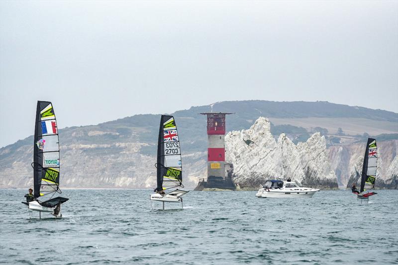 The Foil for Life Challenge by Lemer Pax sails past the Needles - photo © James Tomlinson