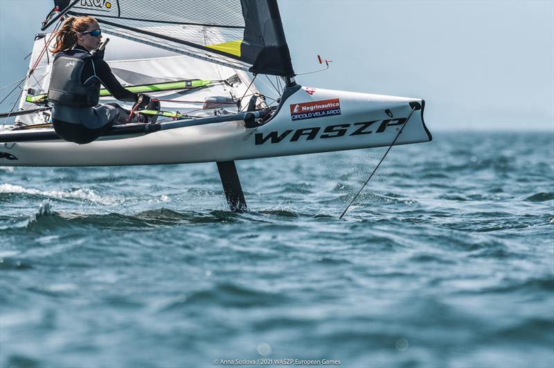 Hattie Rogers during the 2021 WASZP European Games photo copyright Anna Suslova / 2021 WASZP European Games taken at Carsington Sailing Club and featuring the WASZP class