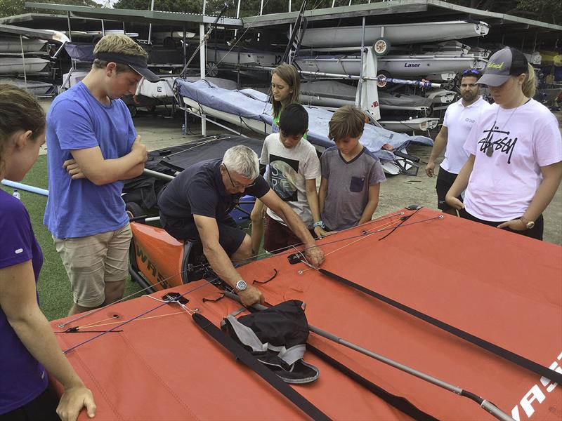 Learning form the Master (A-Mac) at the Harken Kidz Trials as part of Foiling Week - photo © Grant Pellew