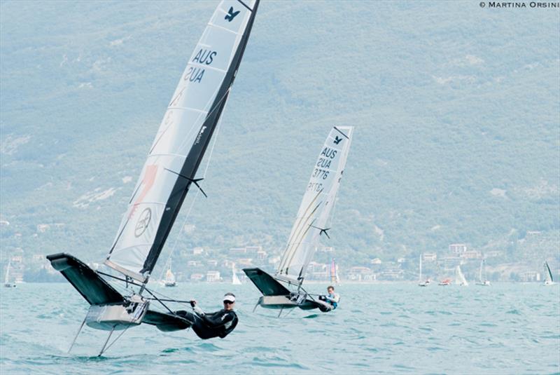 Scott Babbage and Josh McKnight competing in the 2012 Moth Worlds photo copyright Martina Orsini taken at Mounts Bay Sailing Club, Australia and featuring the WASZP class