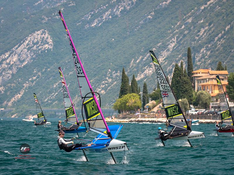 Jack Felsenthal racing at the recent WASZP European Championship on Lake Garda - photo © Hartas Productions