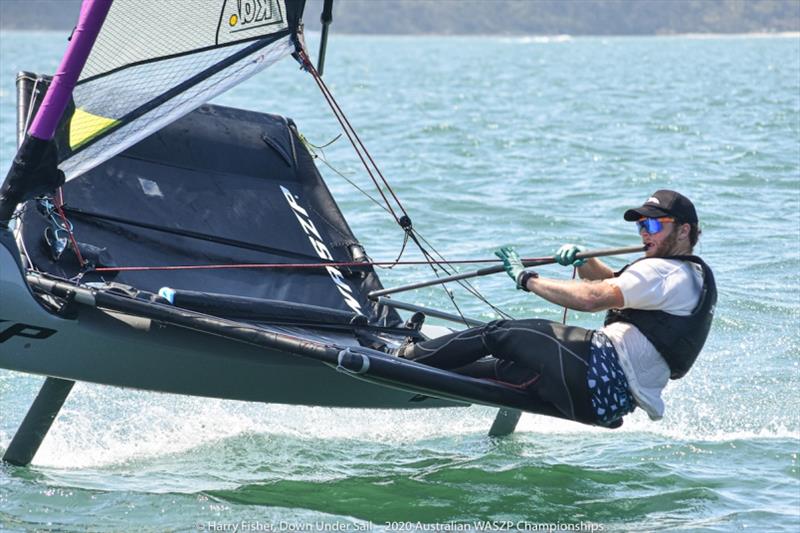 Class stalwart Jack Abbott sailed well throughout the event - 2020 Australian WASZP Championships photo copyright Harry Fisher taken at Port Stephens Sailing and Aquatic Club and featuring the WASZP class