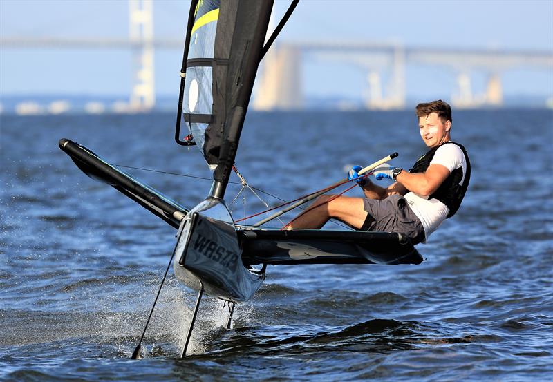 Austin Powers flies his WASZP near the Chesapeake Bay Bridge; he will be comepting in the 2020 Two Bridge Fiasco aboard his foiler - photo © Image courtesy of Will Keyworth