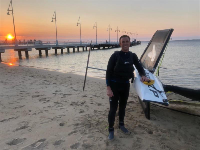 WASZP GPS Challenge Winner - Al Murch making a last ditch sunset session at Rockingham before the event window closed photo copyright Marc Ablett taken at Oakcliff Sailing Center and featuring the WASZP class