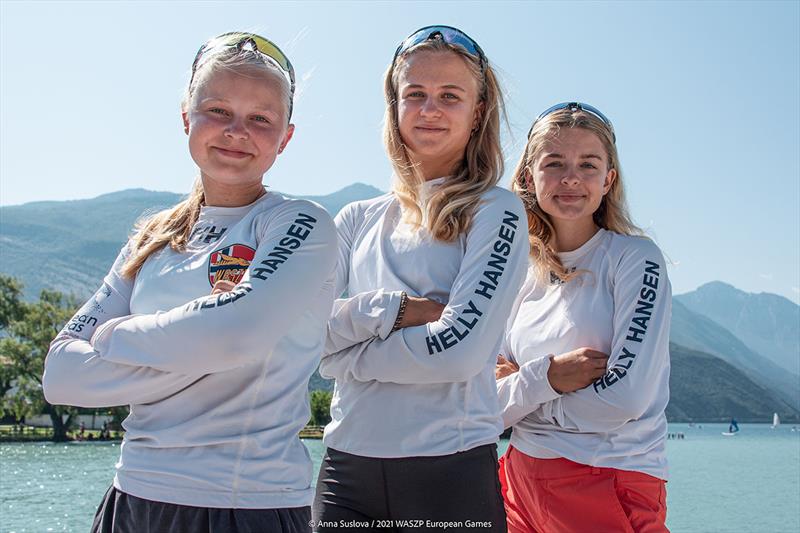 Mathilde Robertstad – Nora Doksrod – Eira Nilsson – Foiling Norway - 2021 WASZP European Games - photo © Anna Suslova / 2021 WASZP European Games