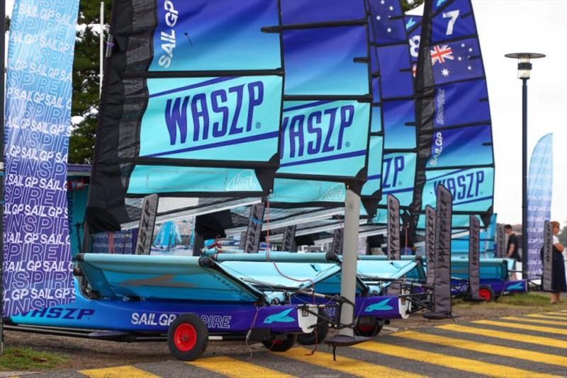 Young sailors take part in the Inspire Racing x WASZP program. Australia Sail Grand Prix presented by KPMG. 16 December 2021 photo copyright Patrick Hamilton for SailGP taken at  and featuring the WASZP class
