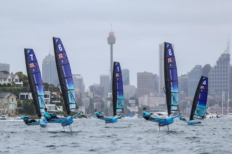 Young sailors take part in the Inspire Racing x WASZP program. Australia Sail Grand Prix presented by KPMG. 16 December 2021 photo copyright Phil Hilyard for SailGP taken at  and featuring the WASZP class