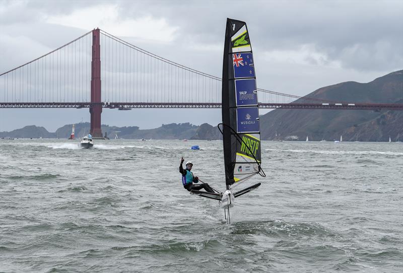 Sean Herbert (NZL) winner of the Inspire Racing x WASZP program on Race Day 2 of San Francisco SailGP, photo copyright Felix Diemer/SailGP taken at Golden Gate Yacht Club and featuring the WASZP class