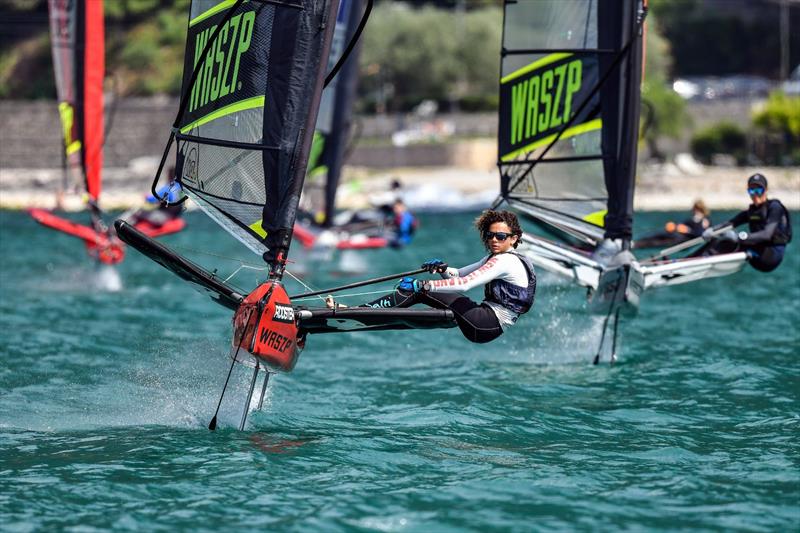 2022 Waszp Women's World Champion Elise Beavis at full flight - WASZP World Championships - July 2022 photo copyright James Tomlinson taken at Vela Garda Trentino and featuring the WASZP class