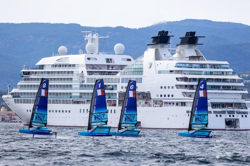 Young sailors take part in the Inspire Racing x WASZP program on Race Day 1 of the Range Rover France Sail Grand Prix photo copyright Felix Diemer for SailGP taken at  and featuring the WASZP class