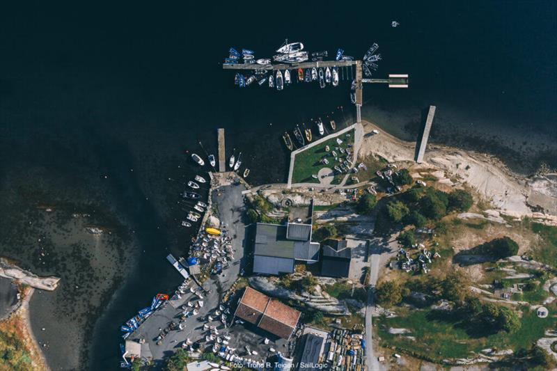 An aerial view of Sandefjord Seilforening photo copyright Trond R. Teigan / SailLogic taken at Sandefjord Seilforening and featuring the WASZP class