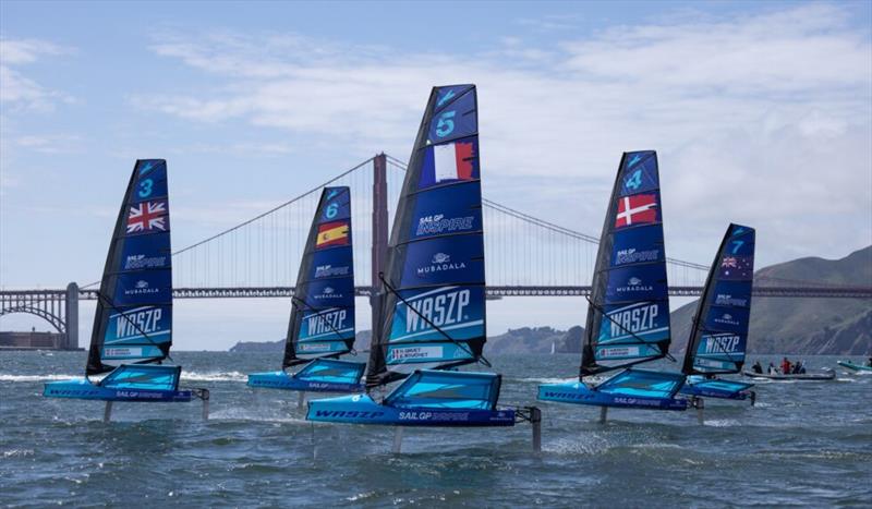 oung sailors take part in the Inspire Racing x WASZP program ahead of the Mubadala SailGP Season 3 Grand Final in San Francisco, USA photo copyright Felix Diemer for SailGP taken at  and featuring the WASZP class