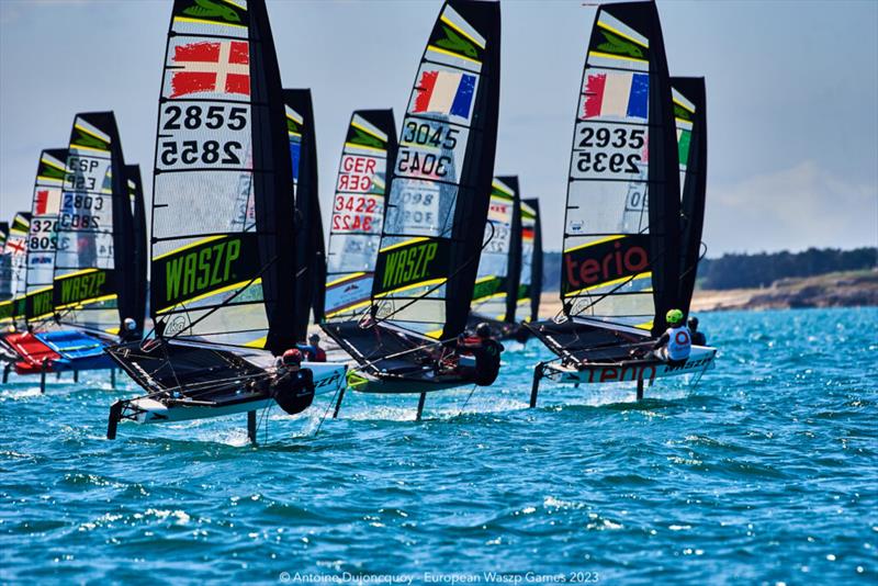 WASZP European Games day 2 photo copyright Antoine Dujoncquoy taken at Ecole Nationale de Voile et des Sports Nautiques and featuring the WASZP class