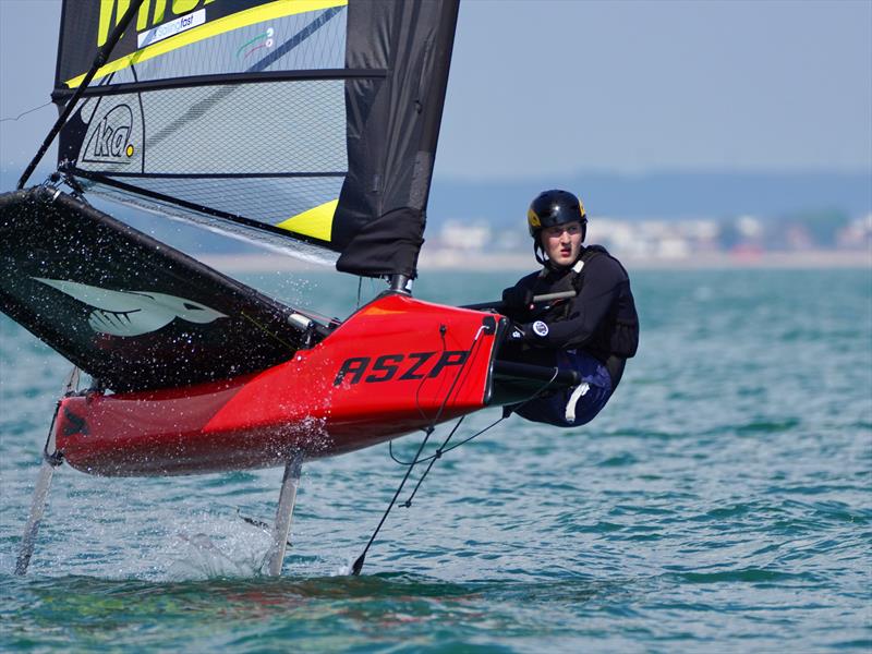 Max Rawlinson during the WASZP GP at the Royal Victoria Yacht Club photo copyright Nici Hoyle taken at Royal Victoria Yacht Club, England and featuring the WASZP class